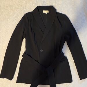 MELLODAY Elegant Black Blazer with Belt